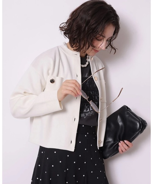 袖口レース金ボタンニットジャケット（ニット/セーター）｜Arpege