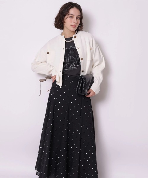 袖口レース金ボタンニットジャケット（ニット/セーター）｜Arpege