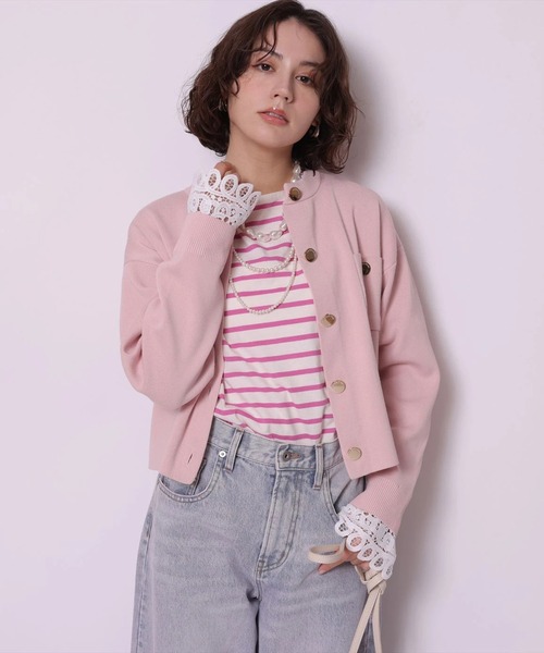 袖口レース金ボタンニットジャケット（ニット/セーター）｜Arpege