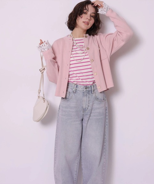 袖口レース金ボタンニットジャケット（ニット/セーター）｜Arpege