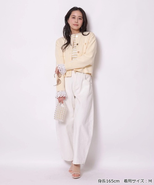 袖口レース金ボタンニットジャケット（ニット/セーター）｜Arpege