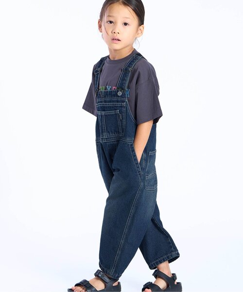 F.O.KIDS（エフオーキッズ）の「デニムオーバーオール_ジュニア対応（サロペット/オーバーオール・キッズ・ネイビー/ブルー・80/90/100/110/120/130/140）」の2枚目の写真
