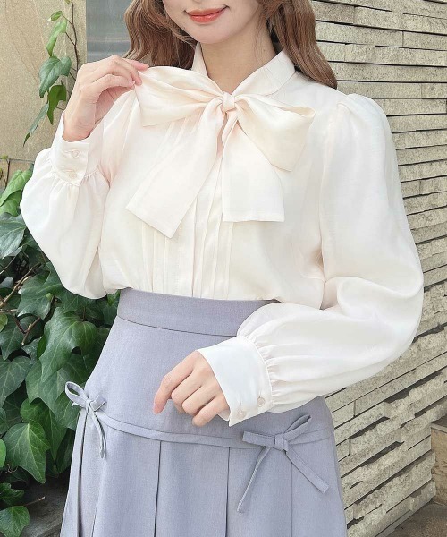 an another angelus（アンアナザーアンジェラス）の「フロントピンタックシアーボウタイブラウス/fint フィント（シャツ/ブラウス・レディース・ピンクベージュ/オフホワイト・FREE）」の18枚目の写真