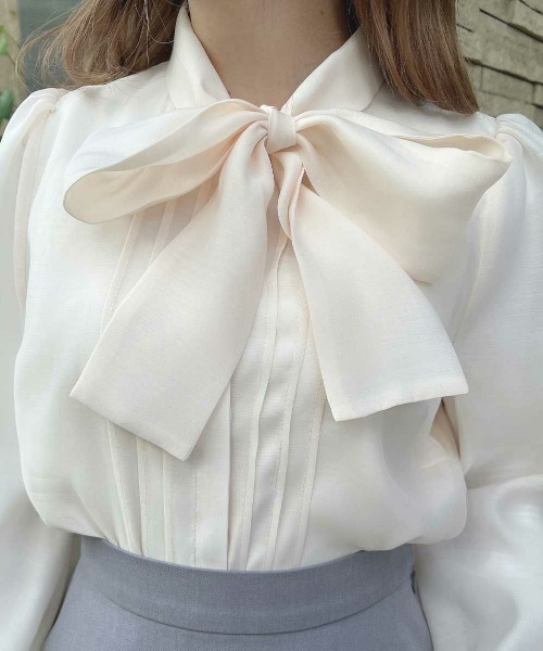 an another angelus（アンアナザーアンジェラス）の「フロントピンタックシアーボウタイブラウス/fint フィント（シャツ/ブラウス・レディース・ピンクベージュ/オフホワイト・FREE）」の19枚目の写真
