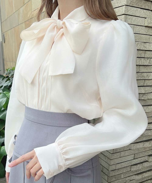 an another angelus（アンアナザーアンジェラス）の「フロントピンタックシアーボウタイブラウス/fint フィント（シャツ/ブラウス・レディース・ピンクベージュ/オフホワイト・FREE）」の20枚目の写真