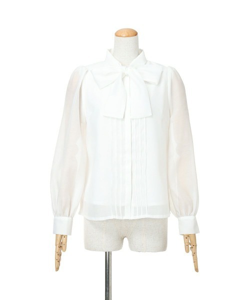 an another angelus（アンアナザーアンジェラス）の「フロントピンタックシアーボウタイブラウス/fint フィント（シャツ/ブラウス・レディース・ピンクベージュ/オフホワイト・FREE）」の5枚目の写真