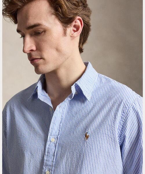 POLO RALPH LAUREN(ポロ ラルフ ローレン)の「クラシック フィット ストライプド シアサッカー シャツ(シャツ/ブラウス・メンズ・ブルー・S/M/L/XL/XS/XXL)」の5枚目の写真
