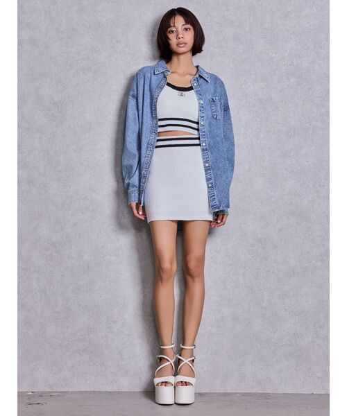 GYDA(ジェイダ)の「パイルニットスカートライクショートパンツ(スカート・レディース・オレンジ/オフホワイト/ブラック・FREE)」の9枚目の写真