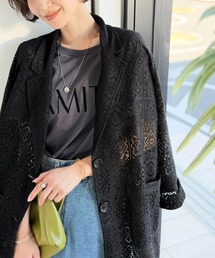 classicalelf（クラシカルエルフ）の「繊細なパネルレースで魅せる大人の抜け感ジャケット。ポケットつきパネルレースジャケット(長袖)（テーラードジャケット）」