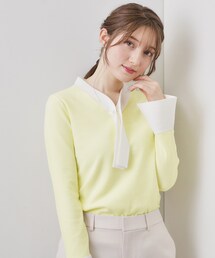 index（インデックス）の「バイカラーボウタイパール調ニット【洗濯機OK】（ニット/セーター）」