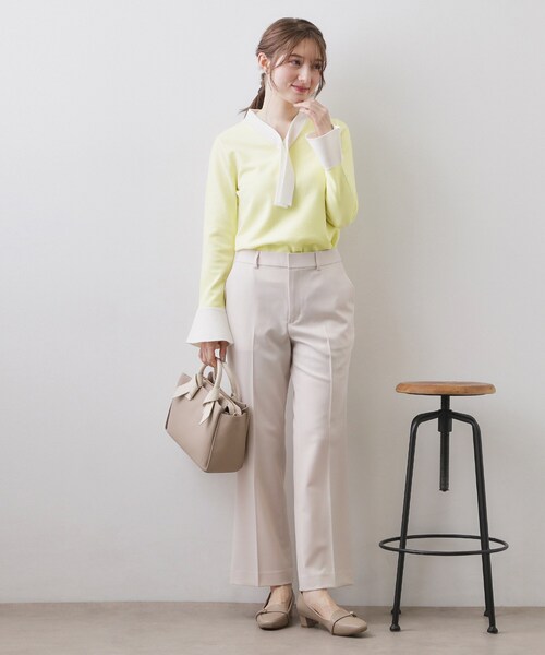 index（インデックス）の「バイカラーボウタイパール調ニット【洗濯機OK】（ニット/セーター・レディース・ライトイエロー系5/ホワイト系7/ネイビー系4/サックスブルー系7・42/40/38/36）」の15枚目の写真