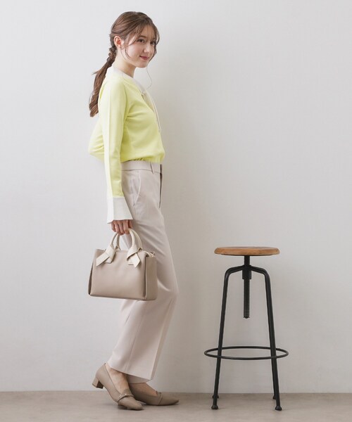 index（インデックス）の「バイカラーボウタイパール調ニット【洗濯機OK】（ニット/セーター・レディース・ライトイエロー系5/ホワイト系7/ネイビー系4/サックスブルー系7・42/40/38/36）」の16枚目の写真