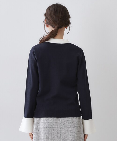 index（インデックス）の「バイカラーボウタイパール調ニット【洗濯機OK】（ニット/セーター・レディース・ライトイエロー系5/ホワイト系7/ネイビー系4/サックスブルー系7・42/40/38/36）」の5枚目の写真