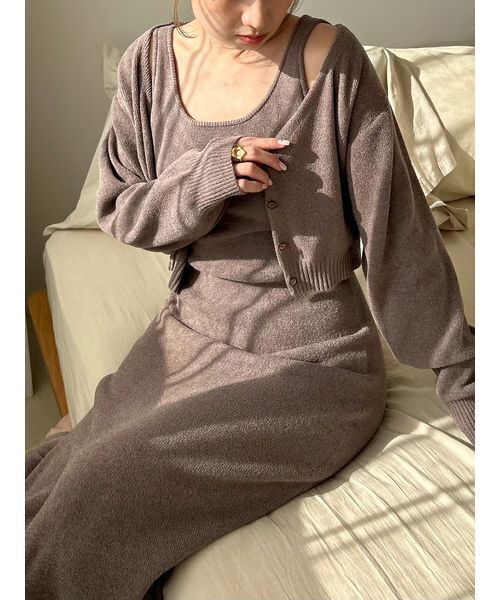 SNIDEL HOME（スナイデルホーム）の「カーディガン×ワンピースセット（ルームウェア/パジャマ・レディース・ピンク/オフホワイト/モカ/ミント・F）」の7枚目の写真