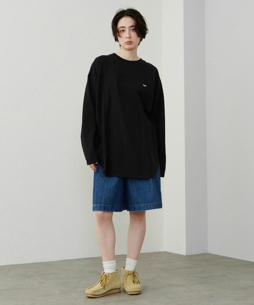 Lee(リー)の「Lee/リー ラウンドヘム ロングスリーブTシャツ(Tシャツ/カットソー・レディース・ブラック/ホワイト/ブラウン・MEDIUM/SMALL)」の12枚目の写真