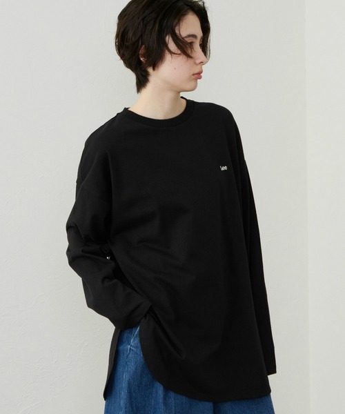 Lee(リー)の「Lee/リー ラウンドヘム ロングスリーブTシャツ(Tシャツ/カットソー・レディース・ブラック/ホワイト/ブラウン・MEDIUM/SMALL)」の5枚目の写真