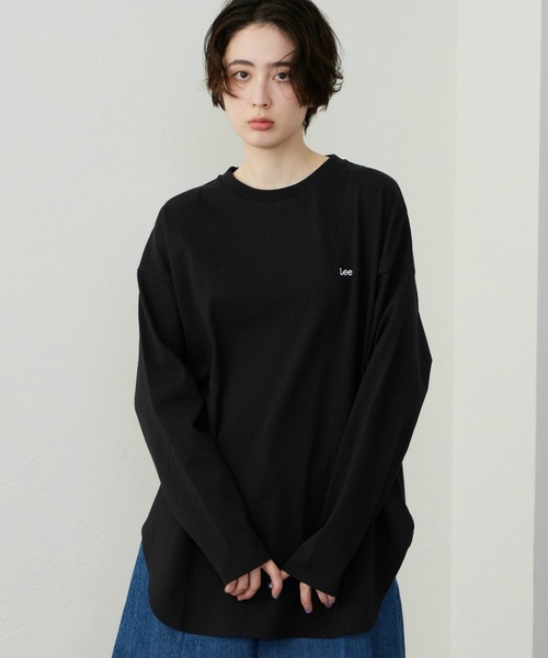 Lee(リー)の「Lee/リー ラウンドヘム ロングスリーブTシャツ(Tシャツ/カットソー・レディース・ブラック/ホワイト/ブラウン・MEDIUM/SMALL)」の6枚目の写真