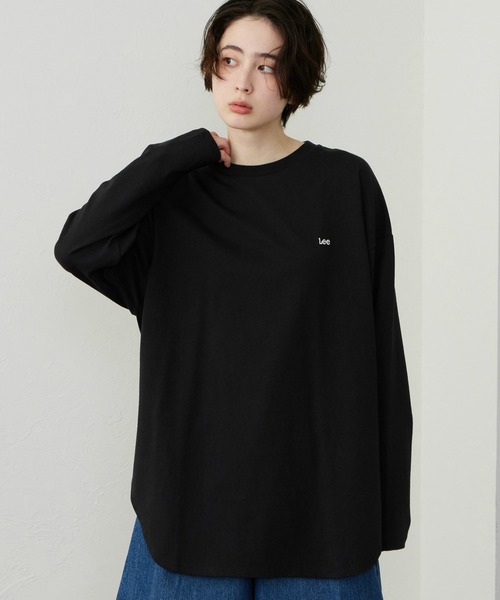 Lee(リー)の「Lee/リー ラウンドヘム ロングスリーブTシャツ(Tシャツ/カットソー・レディース・ブラック/ホワイト/ブラウン・MEDIUM/SMALL)」の7枚目の写真
