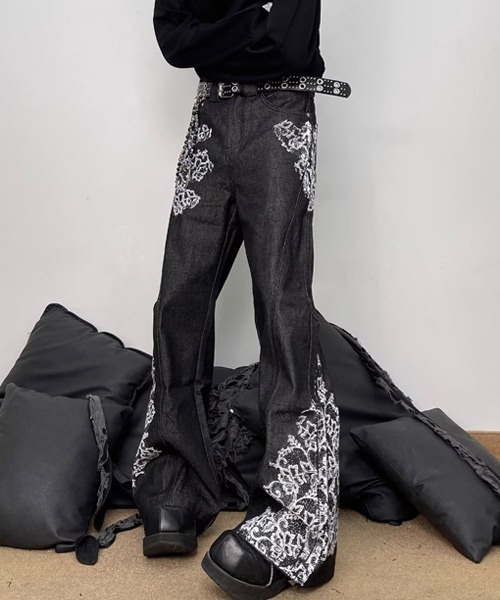 レース柄フレアデニムパンツ(デニムパンツ)|Ressaca(レサーカ)の レース柄フレアデニムパンツ(デニムパンツ)|Ressaca(レサーカ)の