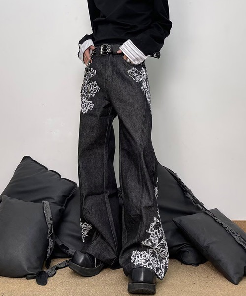 Ressaca(レサーカ)の「レース柄フレアデニムパンツ(デニムパンツ・メンズ・ブラック・L/M/XL)」の7枚目の写真