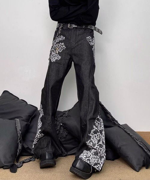 Ressaca(レサーカ)の「レース柄フレアデニムパンツ(デニムパンツ・メンズ・ブラック・L/M/XL)」の8枚目の写真