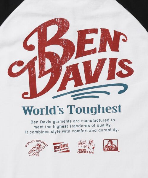BEN DAVIS（ベンデイビス）の「【BEN DAVIS（ベンデイビス）】RIDERS RAGLAN L/S TEE / ロンT クルーネック ラグラン 七分丈 長袖 レギュラーシルエット プリント（Tシャツ/カットソー・メンズ・ブラック/ネイビー・MEDIUM/LARGE/X-LARGE）」の6枚目の写真