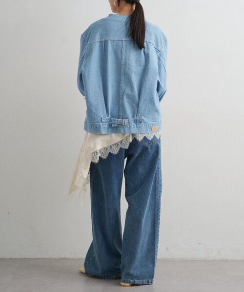 LOUNGEDRESS（ラウンジドレス）の「【ainode/アイノデ】ノーカラーGジャン（デニムジャケット・レディース・ブラック/ブルー・FREE）」の16枚目の写真