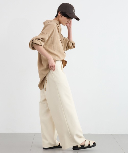 BARNYARDSTORM（バンヤードストーム）の「BARNYARDSTORM / 二重織ワイドパンツ / マシンウォッシャブル（その他パンツ・レディース・ライトグレー/オフホワイト/キャメル・M/S）」の12枚目の写真
