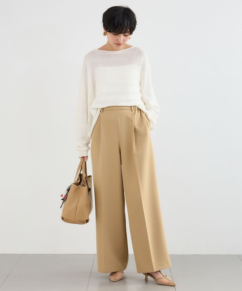 BARNYARDSTORM（バンヤードストーム）の「BARNYARDSTORM / 二重織ワイドパンツ / マシンウォッシャブル（その他パンツ・レディース・ライトグレー/オフホワイト/キャメル・M/S）」の6枚目の写真