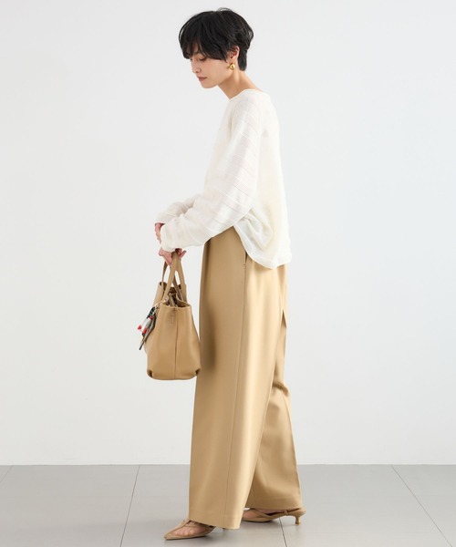 BARNYARDSTORM（バンヤードストーム）の「BARNYARDSTORM / 二重織ワイドパンツ / マシンウォッシャブル（その他パンツ・レディース・ライトグレー/オフホワイト/キャメル・M/S）」の7枚目の写真