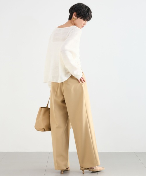 BARNYARDSTORM（バンヤードストーム）の「BARNYARDSTORM / 二重織ワイドパンツ / マシンウォッシャブル（その他パンツ・レディース・ライトグレー/オフホワイト/キャメル・M/S）」の8枚目の写真