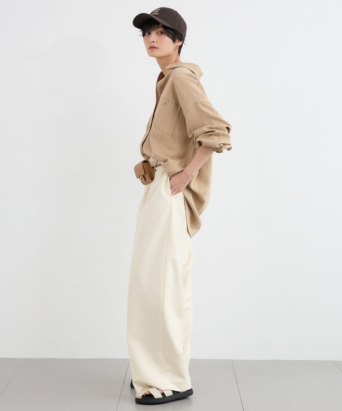 BARNYARDSTORM（バンヤードストーム）の「BARNYARDSTORM / 二重織ワイドパンツ / マシンウォッシャブル（その他パンツ・レディース・ライトグレー/オフホワイト/キャメル・M/S）」の11枚目の写真