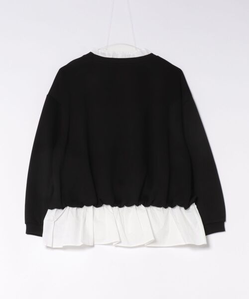 PREFERIR（プレフェリール）の「【異素材ドッキング】襟フリル×裾フレア レイヤード風プルオーバー／大人可愛いトップス（Tシャツ/カットソー・レディース・ブラック/カーキ/グレー・FREE）」の15枚目の写真
