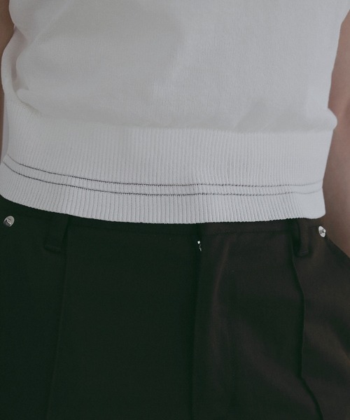 MANOF(マノフ)の「SHEER SLEEVELESS KNIT(ニット/セーター・レディース・ライム/ホワイト/ネイビー・F)」の8枚目の写真