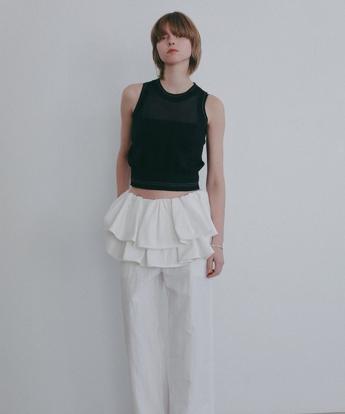 MANOF(マノフ)の「SHEER SLEEVELESS KNIT(ニット/セーター・レディース・ライム/ホワイト/ネイビー・F)」の16枚目の写真