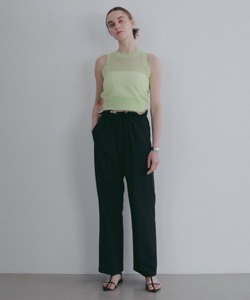 MANOF(マノフ)の「SHEER SLEEVELESS KNIT(ニット/セーター・レディース・ライム/ホワイト/ネイビー・F)」の10枚目の写真