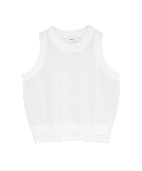 MANOF(マノフ)の「SHEER SLEEVELESS KNIT(ニット/セーター・レディース・ライム/ホワイト/ネイビー・F)」の21枚目の写真