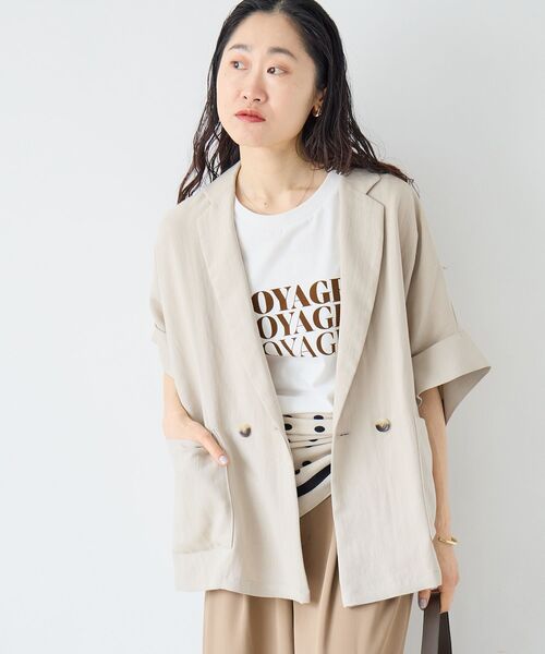 le.coeur blanc（ルクールブラン）の「タンブラーハーフスリーブテーラードジャケット（テーラードジャケット・レディース・ベージュ/ブラック・38）」の22枚目の写真