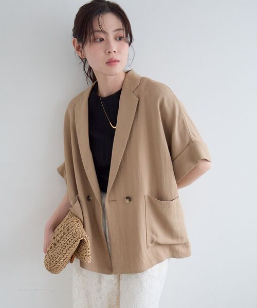 le.coeur blanc(ルクールブラン)の「タンブラーハーフスリーブテーラードジャケット(テーラードジャケット・レディース・ベージュ/ブラック/キャメル・38)」の8枚目の写真