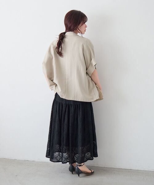 le.coeur blanc（ルクールブラン）の「タンブラーハーフスリーブテーラードジャケット（テーラードジャケット・レディース・ベージュ/ブラック・38）」の7枚目の写真