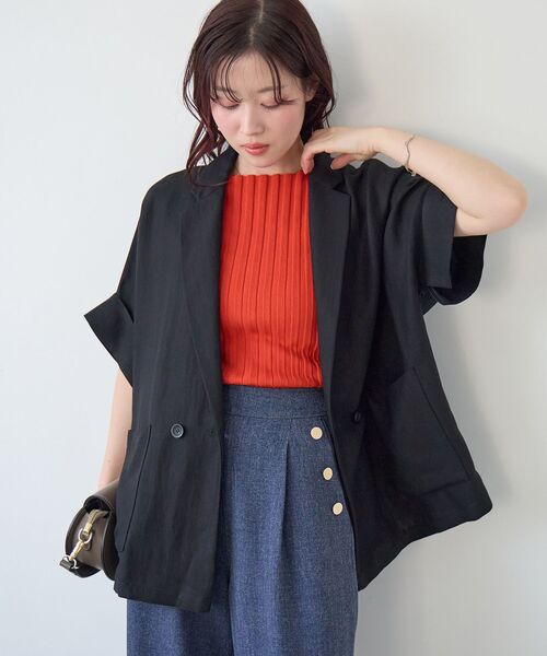 le.coeur blanc（ルクールブラン）の「タンブラーハーフスリーブテーラードジャケット（テーラードジャケット・レディース・ベージュ/ブラック・38）」の9枚目の写真