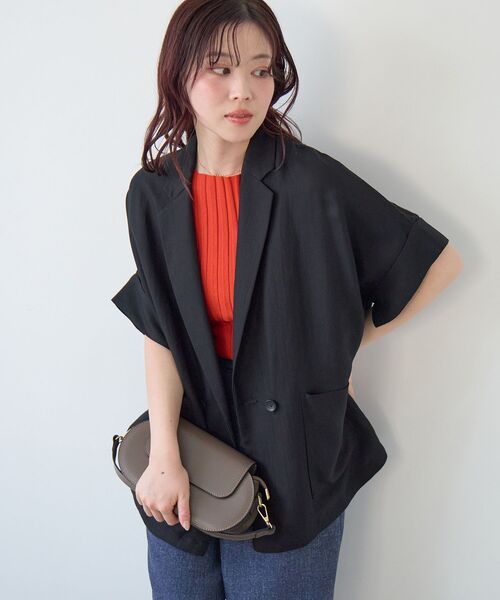 le.coeur blanc（ルクールブラン）の「タンブラーハーフスリーブテーラードジャケット（テーラードジャケット・レディース・ベージュ/ブラック・38）」の10枚目の写真