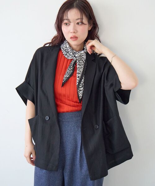 le.coeur blanc（ルクールブラン）の「タンブラーハーフスリーブテーラードジャケット（テーラードジャケット・レディース・ベージュ/ブラック・38）」の14枚目の写真