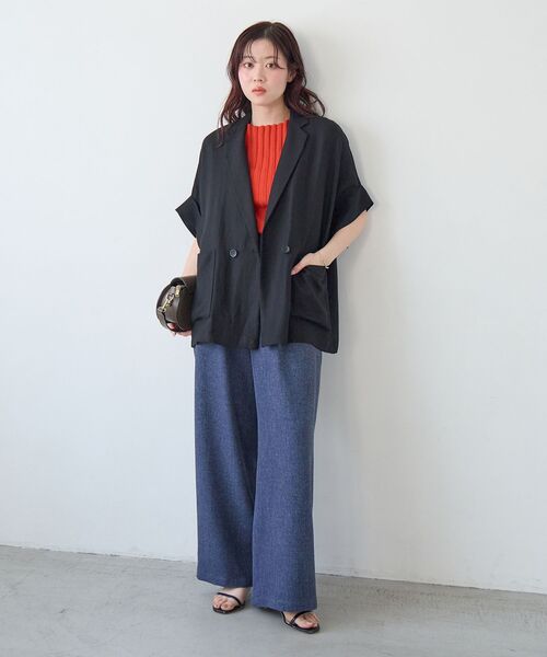 le.coeur blanc（ルクールブラン）の「タンブラーハーフスリーブテーラードジャケット（テーラードジャケット・レディース・ベージュ/ブラック・38）」の15枚目の写真