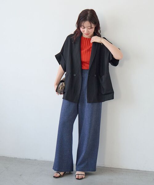 le.coeur blanc（ルクールブラン）の「タンブラーハーフスリーブテーラードジャケット（テーラードジャケット・レディース・ベージュ/ブラック・38）」の16枚目の写真