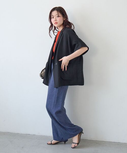 le.coeur blanc（ルクールブラン）の「タンブラーハーフスリーブテーラードジャケット（テーラードジャケット・レディース・ベージュ/ブラック・38）」の17枚目の写真