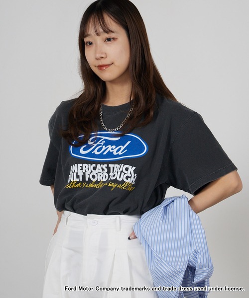 GOOD ROCK SPEED(グッドロックスピード)の「GOOD ROCK SPEED/グッドロックスピード FORD アメカジテイスト 丸胴 クルーネックTシャツ2026年 夏 夏服(Tシャツ/カットソー・メンズ・ホワイト/チャコールグレー・M/L/XL)」の1枚目の写真