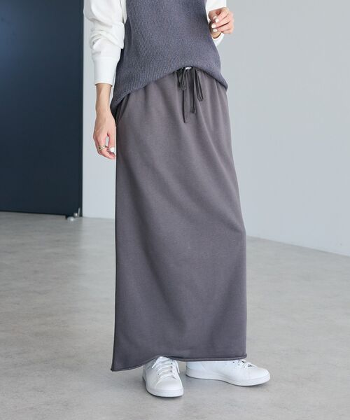 CRAFT STANDARD BOUTIQUE(クラフトスタンダードブティック)の「ダブルウエストカットソーロングスカート(スカート・レディース・ダークグレー/杢グレー・M/L)」の1枚目の写真