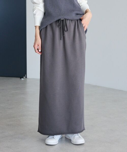 CRAFT STANDARD BOUTIQUE(クラフトスタンダードブティック)の「ダブルウエストカットソーロングスカート(スカート・レディース・ダークグレー/杢グレー・M/L)」の4枚目の写真