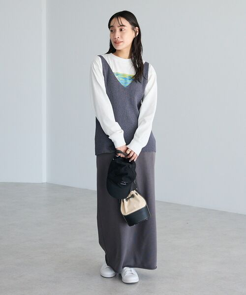 CRAFT STANDARD BOUTIQUE(クラフトスタンダードブティック)の「ダブルウエストカットソーロングスカート(スカート・レディース・ダークグレー/杢グレー・M/L)」の11枚目の写真